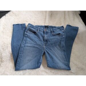 Mother Jeans The Looker Ankle Fray Style Blue Denim Frayed Hems Size 29